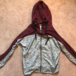 Maroon/grey zip up hoodie